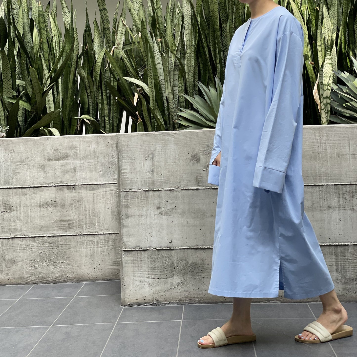 California Dress Sky Blue (Cotton Oxford Version)