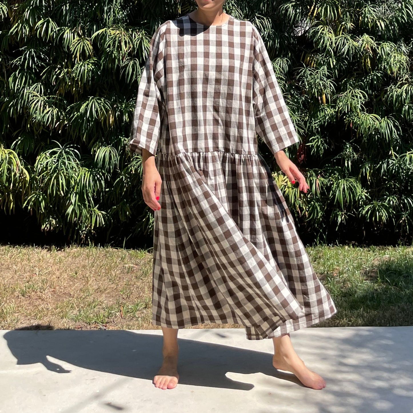 Sister Dress 2022 Brown Big Gingham