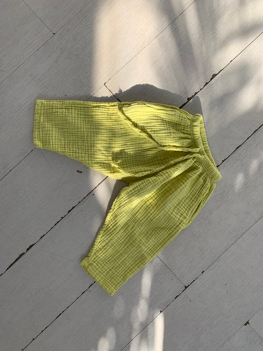 Triple Gauze Pants Lime Yellow